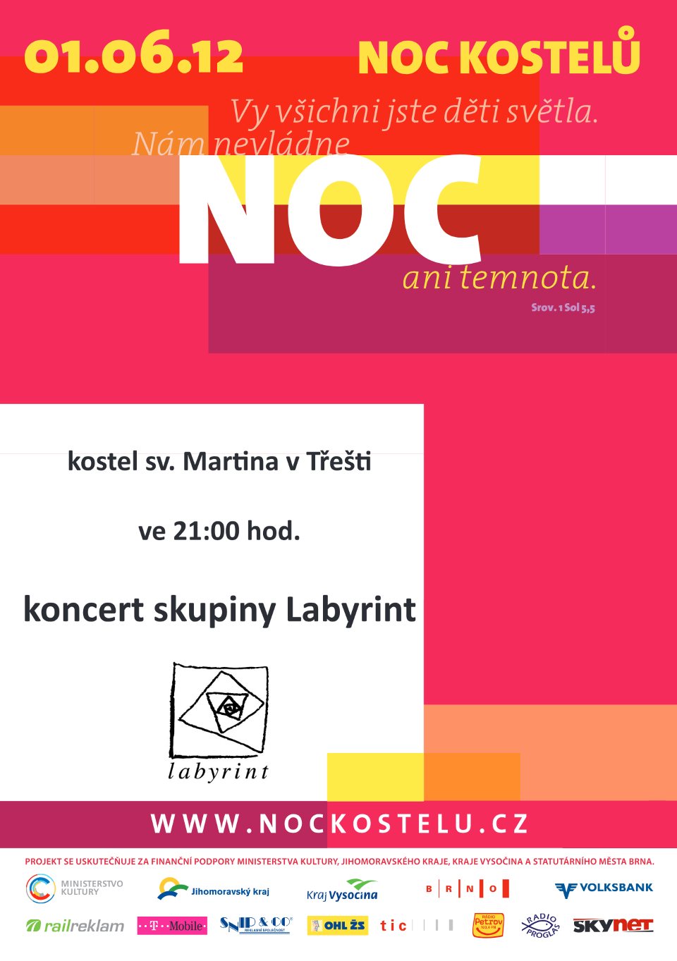Pozvánka na Noc kostelů 2012 – koncert skupiny Labyrint