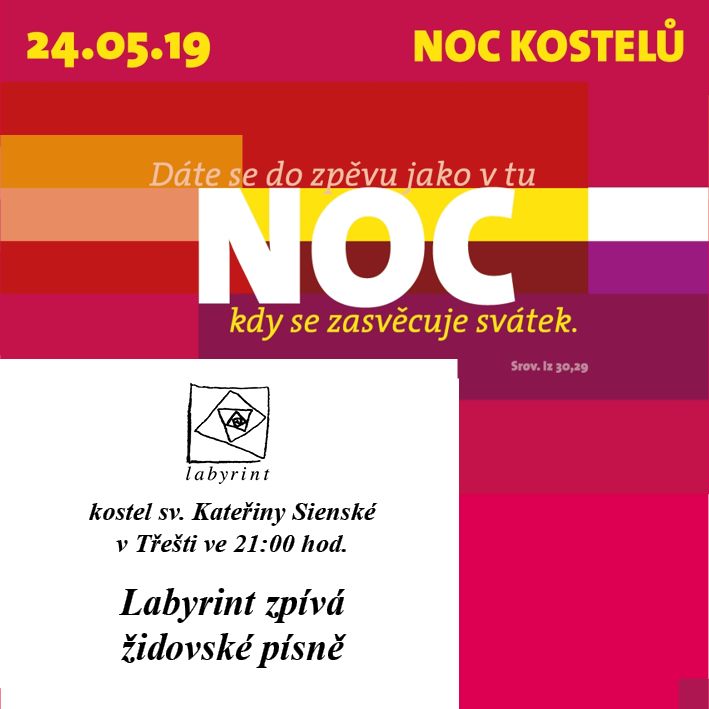Plakát Noci kostelů 2019 – Labyrint zpívá židovské písně